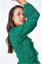Green Spot Print Ruffle Top, Image 5 of 5