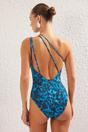 Multi One Shoulder Printed Swimsuit with Strap Detail, Image 5 of 5