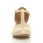 Natural Mid Heel Comfort T-Bar Brogue Heels, Image 6 of 6