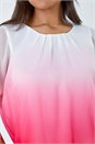 Coral Ombre Chiffon Overlay Blouson Top, Image 5 of 5