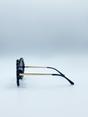 Black Round Floral Gem Novelty Sunglasses in Black, Image 4 of 6