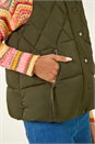 Khaki Diamond Padded Button Gilet , Image 6 of 7