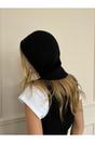 Black Knitted Black Balaclava with Snap Fastening, Image 3 of 5