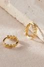 Gold Mia Gioielli Gold Sterling Silver Olive Leaf Huggie Hoops, Image 2 of 2