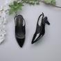 Black Mid Heel Slingback Pointed Toe Court Shoes, Image 4 of 6