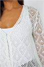 Ivory Knitted Crochet Shimmer Shrug, Image 1 of 5