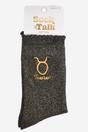 Black Embroiderd Taurus Zodiac Glitter Socks, Image 4 of 4