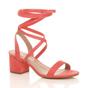 Coral AJVANI Coral Mid Block Heel Tie Up Sandals, Image 1 of 6