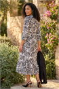 Black Embroidered Leaf Midi Dress, Image 3 of 4