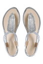Silver Sparkle Leaf Thong Sandals, Image 2 of 5