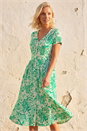 Green Petite Tropical Pocket Stretch Midi Dress, Image 1 of 4