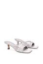 Grey XY LONDON Grey 'Claudia' Mid Heeled Sandal Slip On Mules With Square Toe, Image 4 of 6