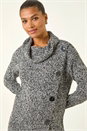 Black Roll Neck Button Detail Longline Jumper , Image 4 of 5