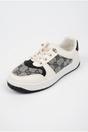 Black Pearl Patterned Panel Lace Up Trainers, Image 2 of 5