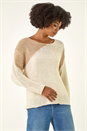 Cream  Colour Block Knit Jumper, Image 4 of 5