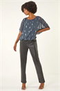 Grey Foil Print Bubble Hem Top, Image 2 of 5