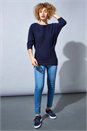 Midnight Blue Ribbed Batwing Jumper, Image 2 of 4