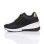 Black Mid Wedge Heel Lace Up Gold Zip Trainers, Image 3 of 5