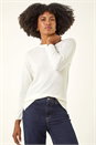 Ivory  Plain Soft Crew Neck Jumper, Image 4 of 5