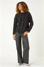 Black Sparkly Cable Knit Jumper, Image 2 of 5