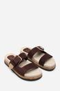 Dark Brown Avenue Buckle Footbed Suede Sandal, Image 4 of 6