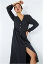 Black Button Through Midi Dress, Image 5 of 5