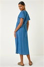 Denim V-Neck Midi Dress, Image 3 of 5