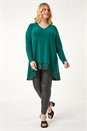 Jade Green Curve Sequin Hem Stretch Top, Image 2 of 5