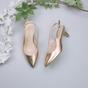Rose Gold Mid Heel Slingback Pointed Toe Court Shoes, Image 4 of 6