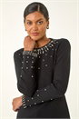Black Embellished Neck Jumper, Image 2 of 6