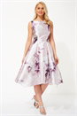 Light Pink Floral Print Fit and Flare Midi Dress, Image 1 of 5