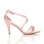 Light Pink AJVANI Light Pink Mid Heel Crossed Straps Wedding Bridal Sandals, Image 2 of 6
