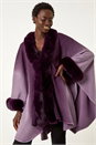Purple Dip Dye Faux Fur Trim Cape, Image 1 of 5