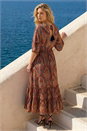 ORANGE Paisley Boho Print Maxi Dress , Image 3 of 4