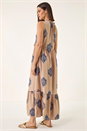 Mocha Embroidered Tie Front Maxi Dress , Image 3 of 5