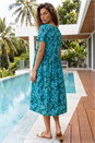 Blue Leaf Print Smock Midi Dress, Image 2 of 4