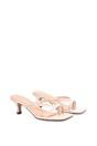 Beige XY LONDON Beige 'Tiana' Kitten Heel Sandal Mules With Toe Post, Image 4 of 6