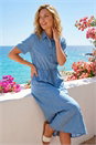 Denim Buttoned Midi Shirt Dress, Image 2 of 4