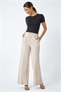 Stone Wide Leg Tie Waist Stretch Trouser, Image 2 of 5