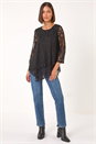 Black Burnout Print Asymmetric Stretch Top, Image 2 of 5