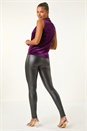 Purple Velvet Cowl Neck Stretch Top, Image 3 of 5