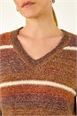 Brown Stripe Fluffy Knit Jumper, Image 5 of 5