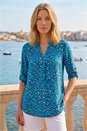 Blue Animal Print Woven Top, Image 1 of 4