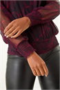 Red Abstract Print Plisse Shirred Hem Top, Image 5 of 6