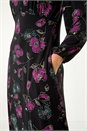 Purple Floral Empire Waist Midi Dress, Image 5 of 5