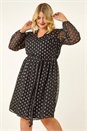 Black Curve Polka Dot Dress, Image 2 of 6