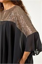 Bronze Sequin Yoke Frilled Tunic Top, Image 1 of 5