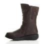 Brown AJVANI Brown Low Wedge Heel Comfort Calf Biker Boots, Image 3 of 6