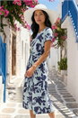 Blue Petite Floral Tie Front Stretch Midi Dress , Image 3 of 4