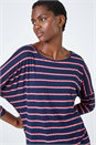 Navy  Stripe Print Stretch Tunic Top, Image 4 of 5